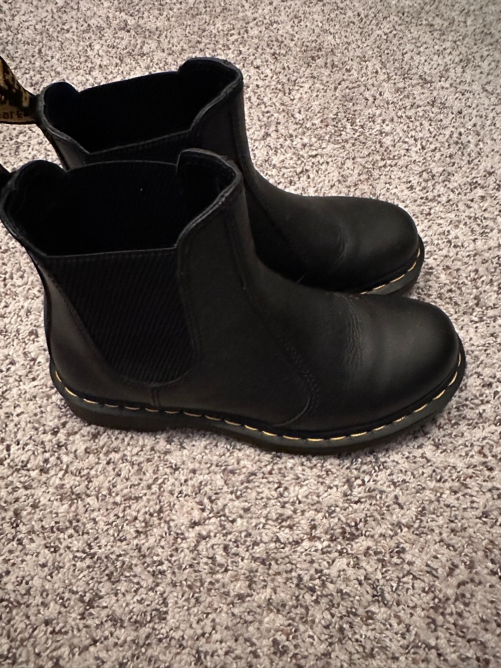 Dr. Martens Black Leather Chelsea Boots with Yellow Stitching - - Picture 6 of 8